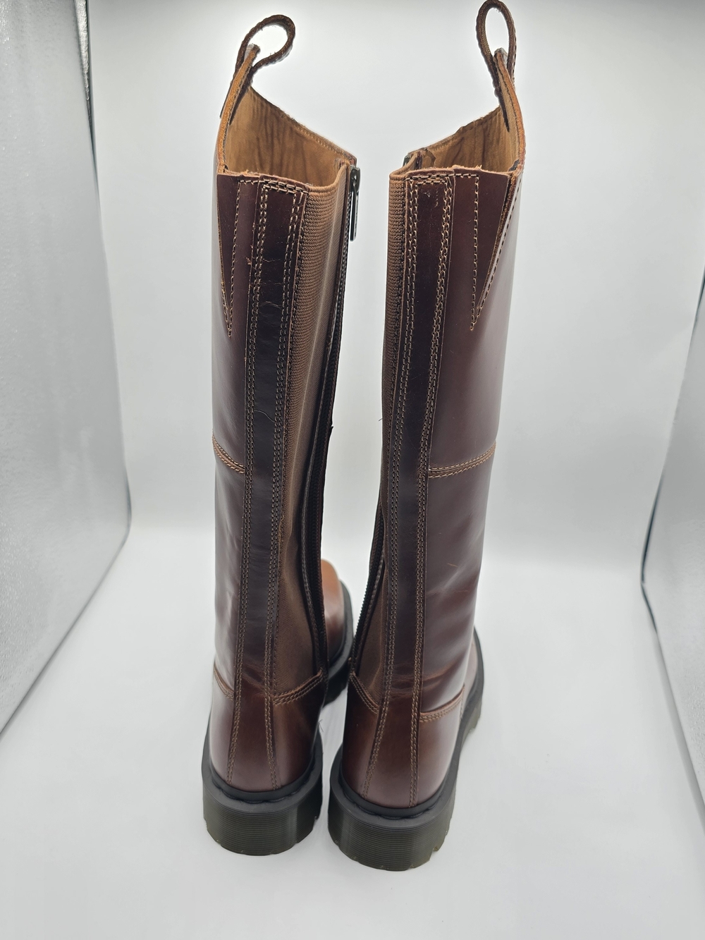 NWOT Dr. Martens Women's 6 Tall Riding Brown Leather Boots Boho Western Cute - Picture 3 of 10